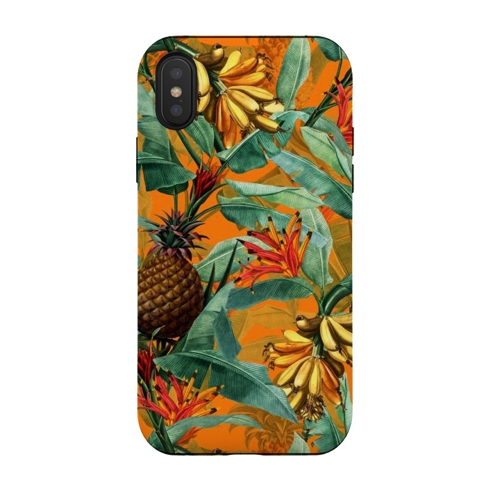 iPhone Xs / X StrongFit Sunny Banana and Pinapple Jungle Garden by  Utart