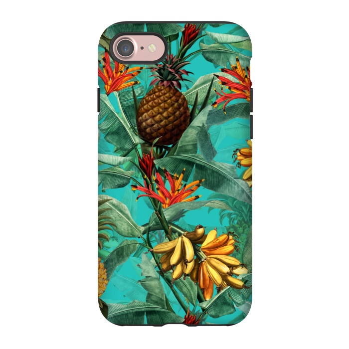 iPhone 7 StrongFit Teal Banana and Pinapple Jungle Garden by  Utart