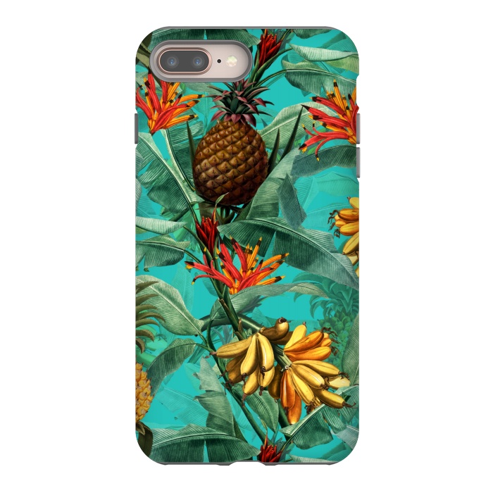 iPhone 7 plus StrongFit Teal Banana and Pinapple Jungle Garden by  Utart