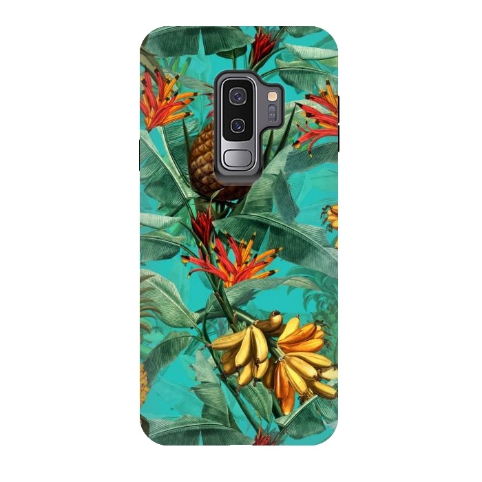 Galaxy S9 plus StrongFit Teal Banana and Pinapple Jungle Garden by  Utart