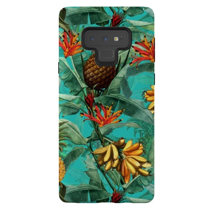 Galaxy Note 9 StrongFit Teal Banana and Pinapple Jungle Garden by  Utart