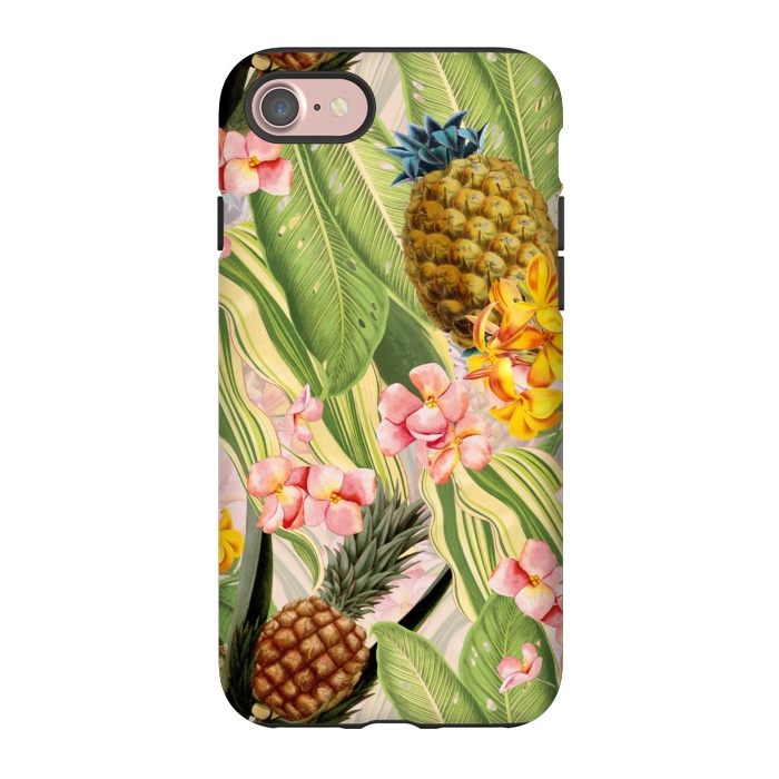 iPhone 7 StrongFit Gold and pink Banana and Pinapple Jungle Garden by  Utart