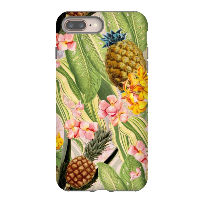 iPhone 7 plus StrongFit Gold and pink Banana and Pinapple Jungle Garden by  Utart