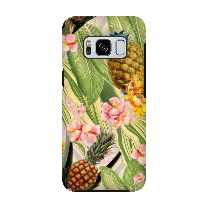 Galaxy S8 StrongFit Gold and pink Banana and Pinapple Jungle Garden by  Utart