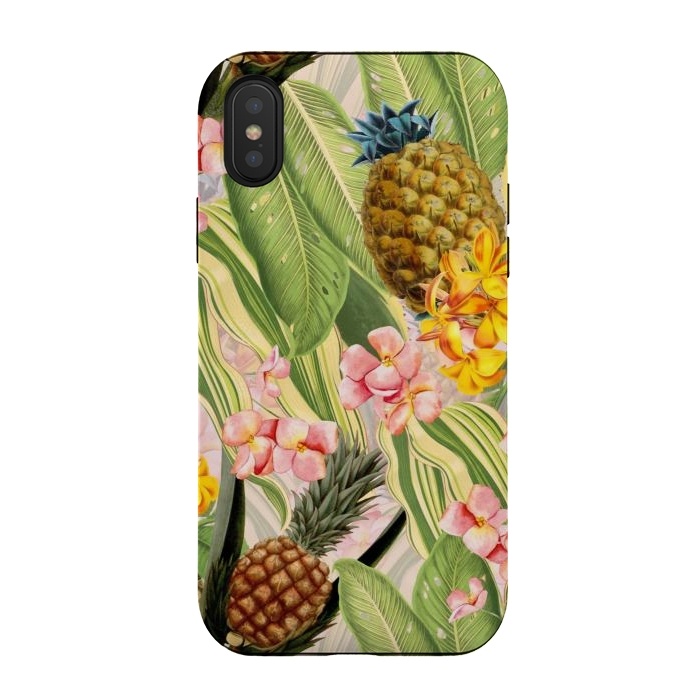 iPhone Xs / X StrongFit Gold and pink Banana and Pinapple Jungle Garden by  Utart
