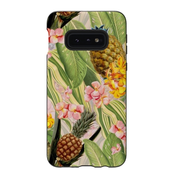 Galaxy S10e StrongFit Gold and pink Banana and Pinapple Jungle Garden by  Utart