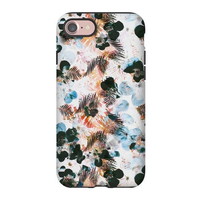 iPhone 7 StrongFit Ink pansy petals and foliage pattern by Oana 