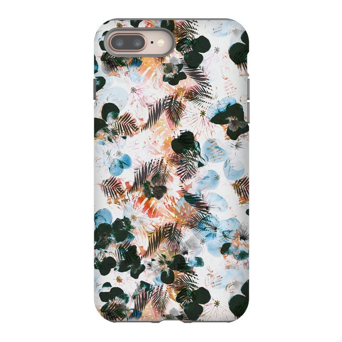 iPhone 7 plus StrongFit Ink pansy petals and foliage pattern by Oana 