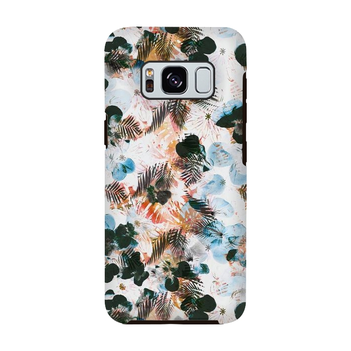 Galaxy S8 StrongFit Ink pansy petals and foliage pattern by Oana 