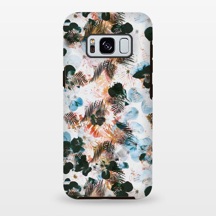 Galaxy S8 plus StrongFit Ink pansy petals and foliage pattern by Oana 