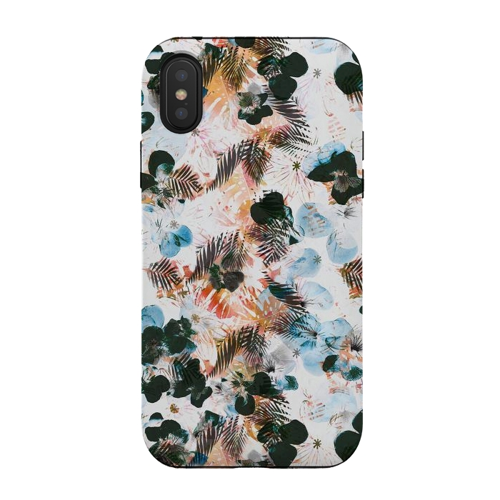iPhone Xs / X StrongFit Ink pansy petals and foliage pattern by Oana 