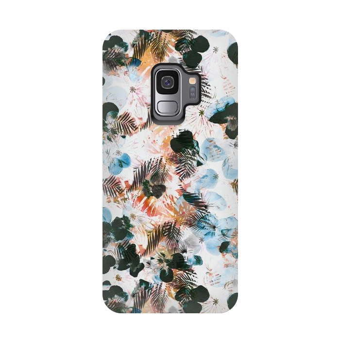 Galaxy S9 StrongFit Ink pansy petals and foliage pattern by Oana 