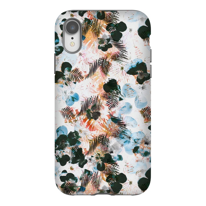 iPhone Xr StrongFit Ink pansy petals and foliage pattern by Oana 