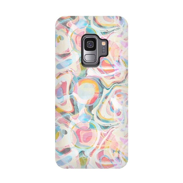 Galaxy S9 StrongFit Pastel abstract marbling painting by Oana 