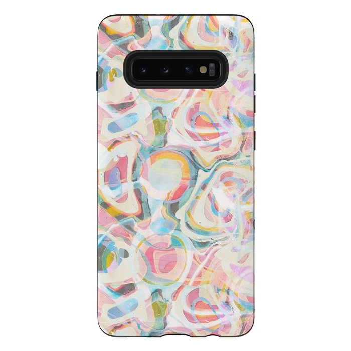 Galaxy S10 plus StrongFit Pastel abstract marbling painting by Oana 
