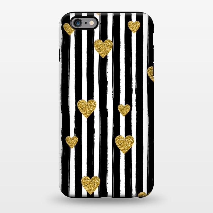 iPhone 6/6s plus StrongFit BLACK STRIPES WITH HEARTS by MALLIKA