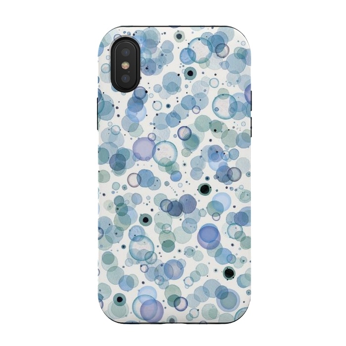 iPhone Xs / X StrongFit Blue Bubbles by Ninola Design