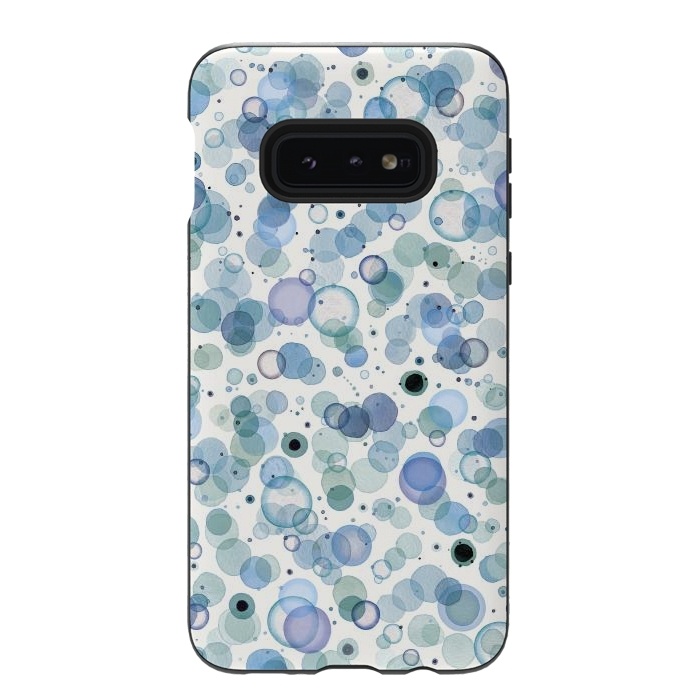 Galaxy S10e StrongFit Blue Bubbles by Ninola Design