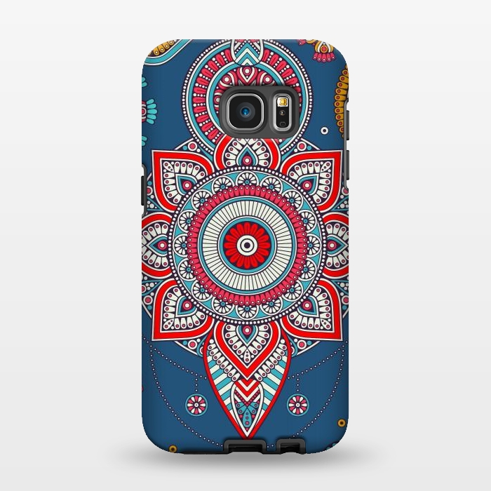 Galaxy S7 EDGE StrongFit Blue Mandala Of The Indians  by ArtsCase