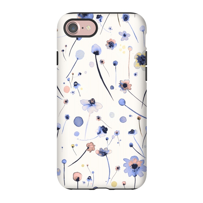 iPhone 7 StrongFit Blue Soft Flowers by Ninola Design