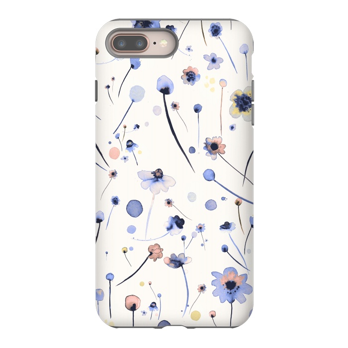 iPhone 7 plus StrongFit Blue Soft Flowers by Ninola Design