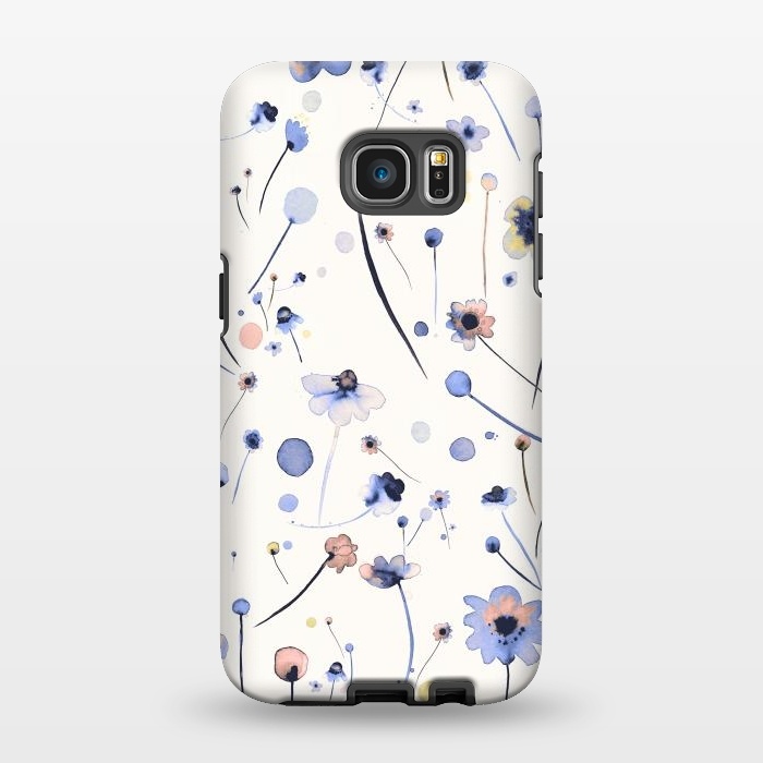 Galaxy S7 EDGE StrongFit Blue Soft Flowers by Ninola Design