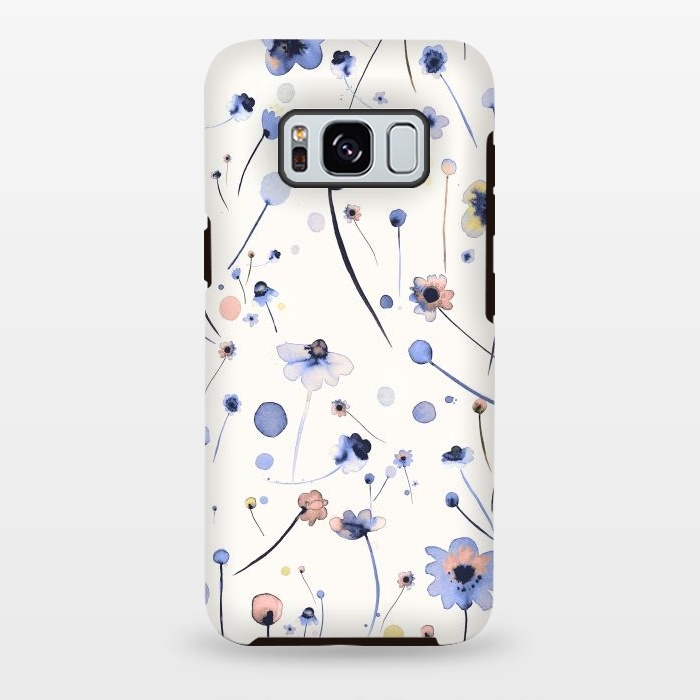 Galaxy S8 plus StrongFit Blue Soft Flowers by Ninola Design