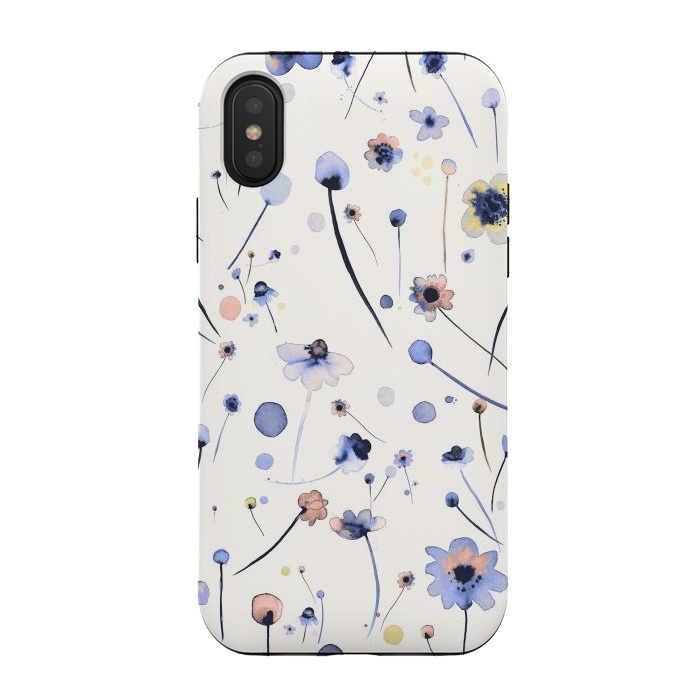 iPhone Xs / X StrongFit Blue Soft Flowers by Ninola Design