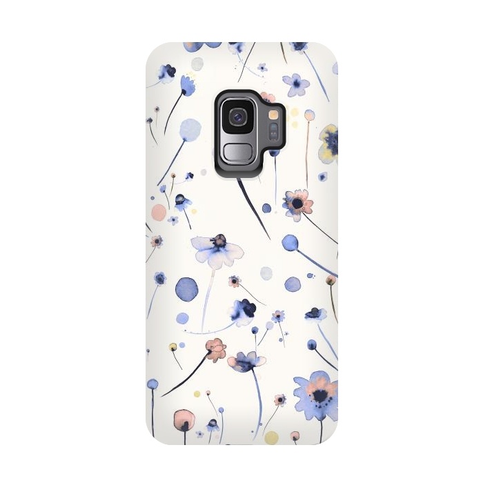 Galaxy S9 StrongFit Blue Soft Flowers by Ninola Design