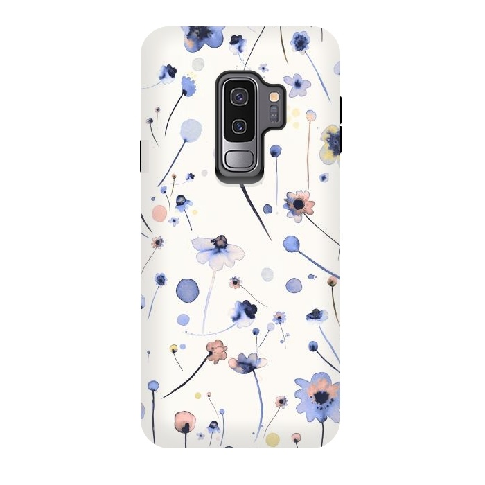 Galaxy S9 plus StrongFit Blue Soft Flowers by Ninola Design