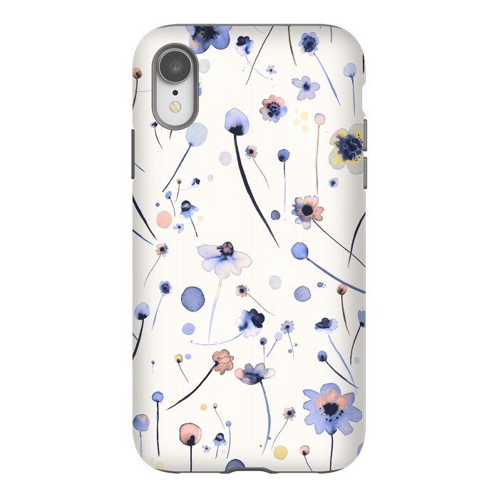 iPhone Xr StrongFit Blue Soft Flowers by Ninola Design