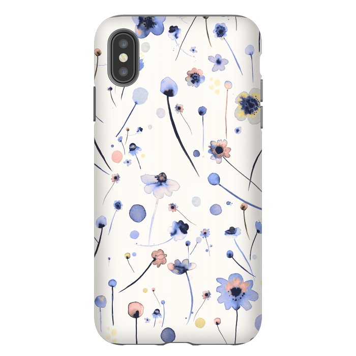 iPhone Xs Max StrongFit Blue Soft Flowers by Ninola Design
