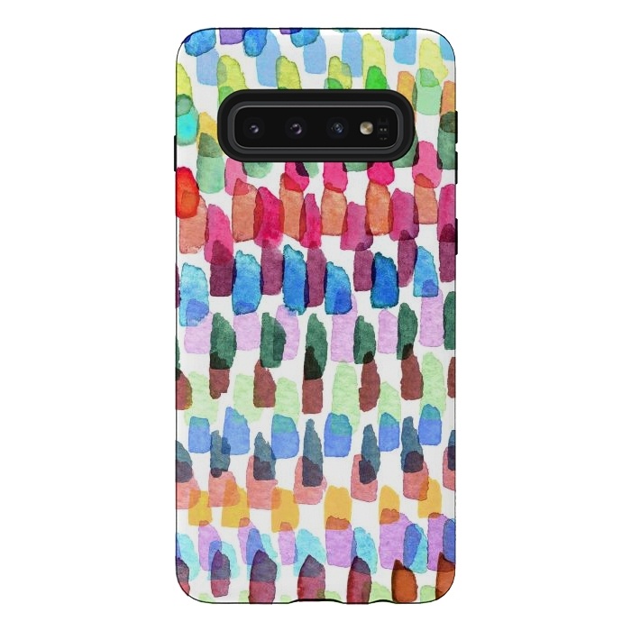 Galaxy S10 StrongFit Colorful Brushstrokes Stains  by Ninola Design