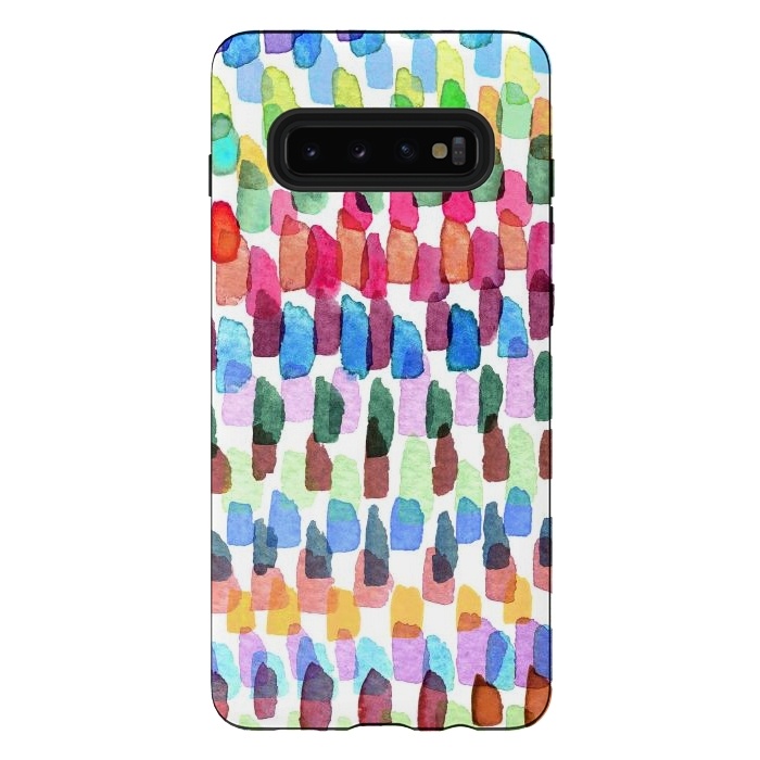 Galaxy S10 plus StrongFit Colorful Brushstrokes Stains  by Ninola Design