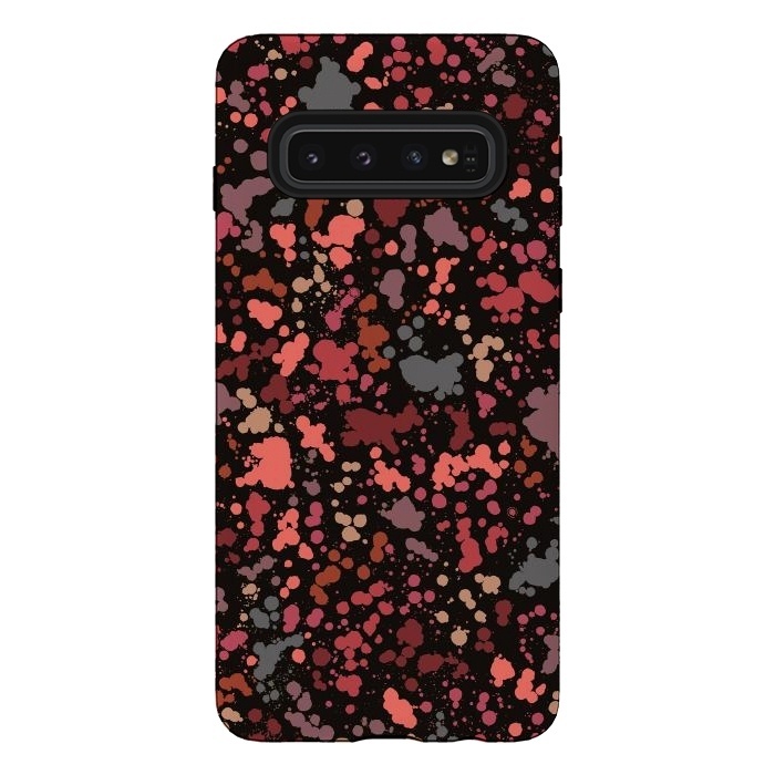 Galaxy S10 StrongFit Color Splatter Drops Red by Ninola Design