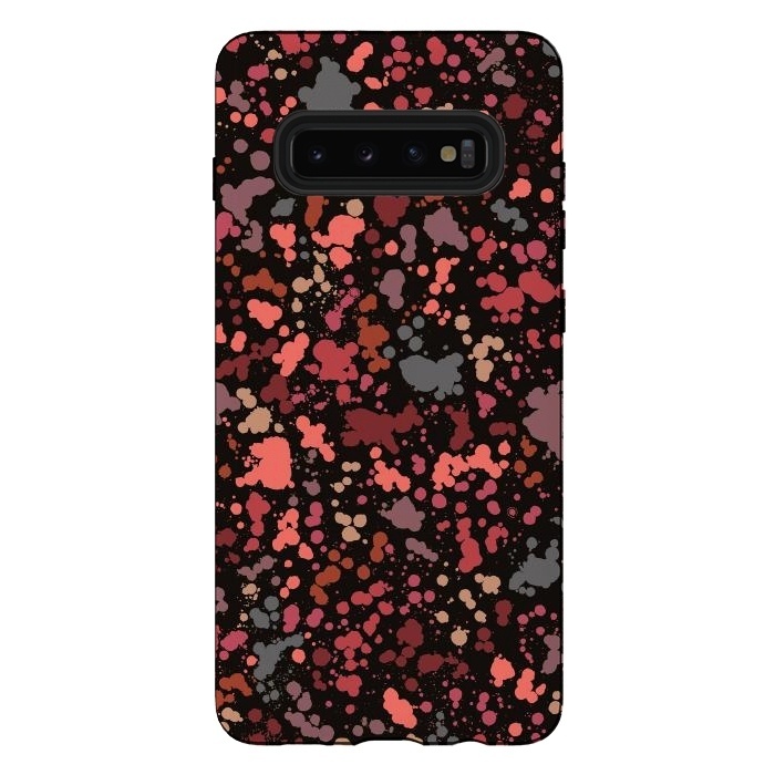 Galaxy S10 plus StrongFit Color Splatter Drops Red by Ninola Design