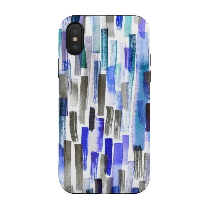 iPhone Xs / X StrongFit Colorful Brushstrokes Blue by Ninola Design
