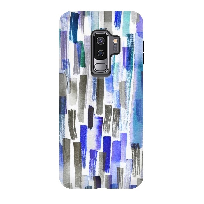 Galaxy S9 plus StrongFit Colorful Brushstrokes Blue by Ninola Design