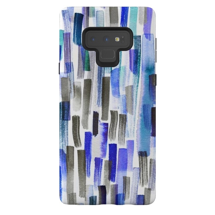 Galaxy Note 9 StrongFit Colorful Brushstrokes Blue by Ninola Design