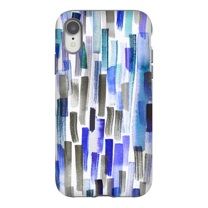 iPhone Xr StrongFit Colorful Brushstrokes Blue by Ninola Design