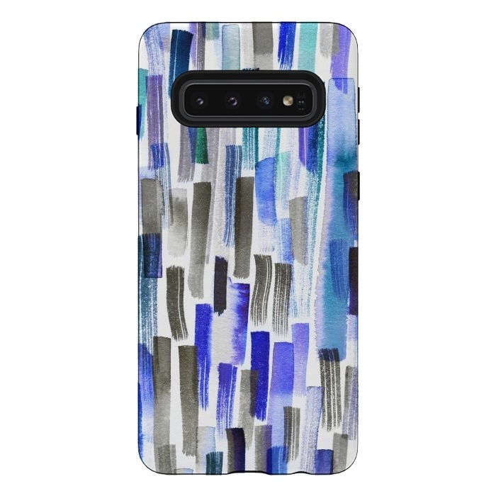 Galaxy S10 StrongFit Colorful Brushstrokes Blue by Ninola Design