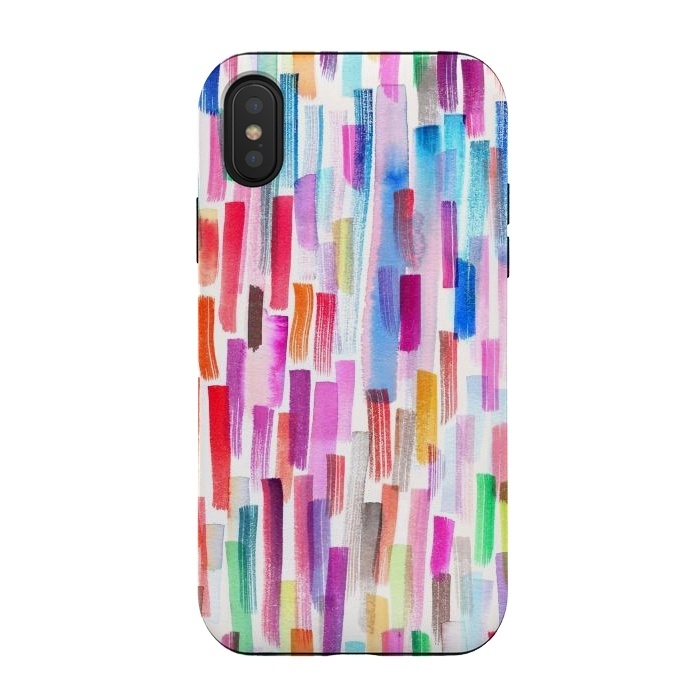 iPhone Xs / X StrongFit Colorful Brushstrokes  by Ninola Design
