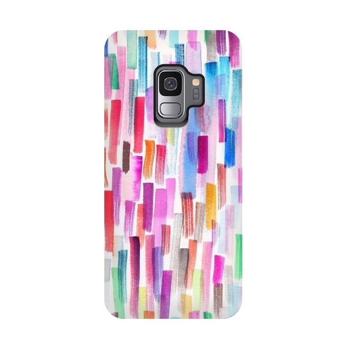 Galaxy S9 StrongFit Colorful Brushstrokes  by Ninola Design