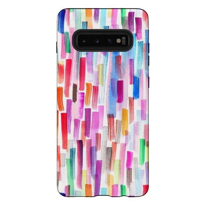Galaxy S10 plus StrongFit Colorful Brushstrokes  by Ninola Design