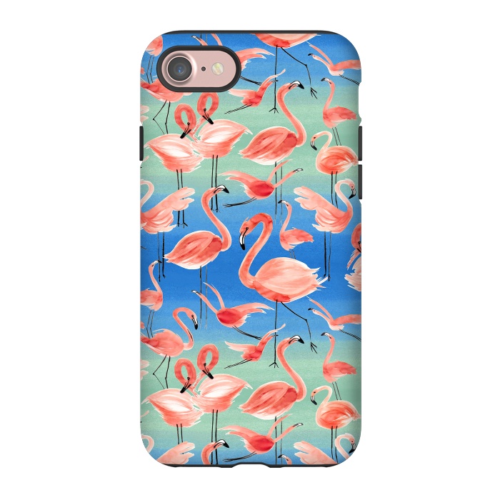 iPhone 7 StrongFit Pink Flamingos by Ninola Design