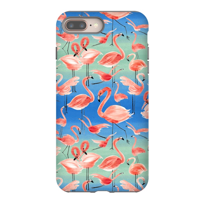 iPhone 7 plus StrongFit Pink Flamingos by Ninola Design