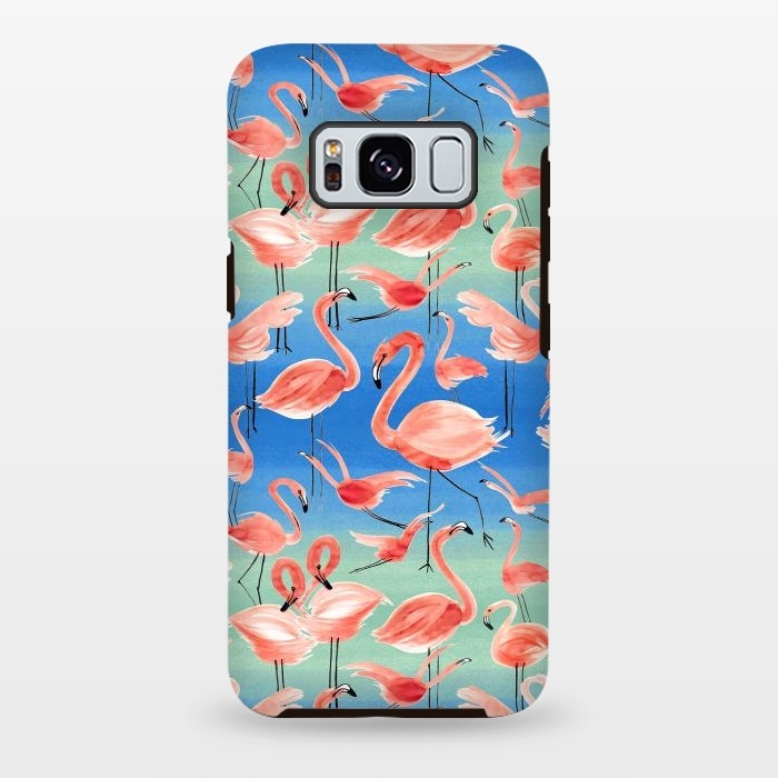 Galaxy S8 plus StrongFit Pink Flamingos by Ninola Design