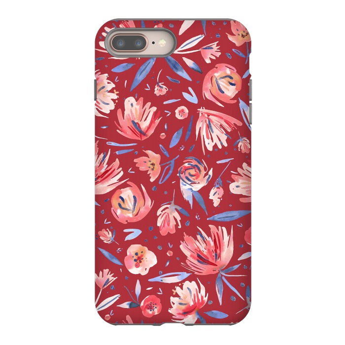 iPhone 7 plus StrongFit Festival Red Peonies by Ninola Design