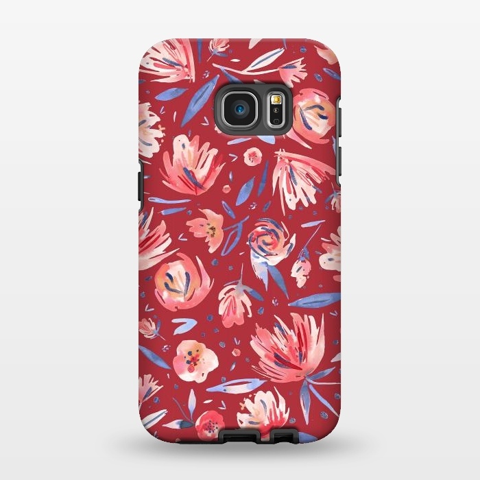 Galaxy S7 EDGE StrongFit Festival Red Peonies by Ninola Design