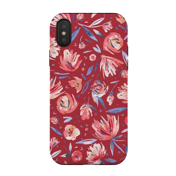 iPhone Xs / X StrongFit Festival Red Peonies by Ninola Design